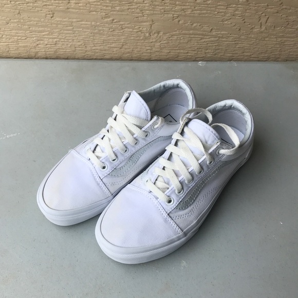 low top all white vans